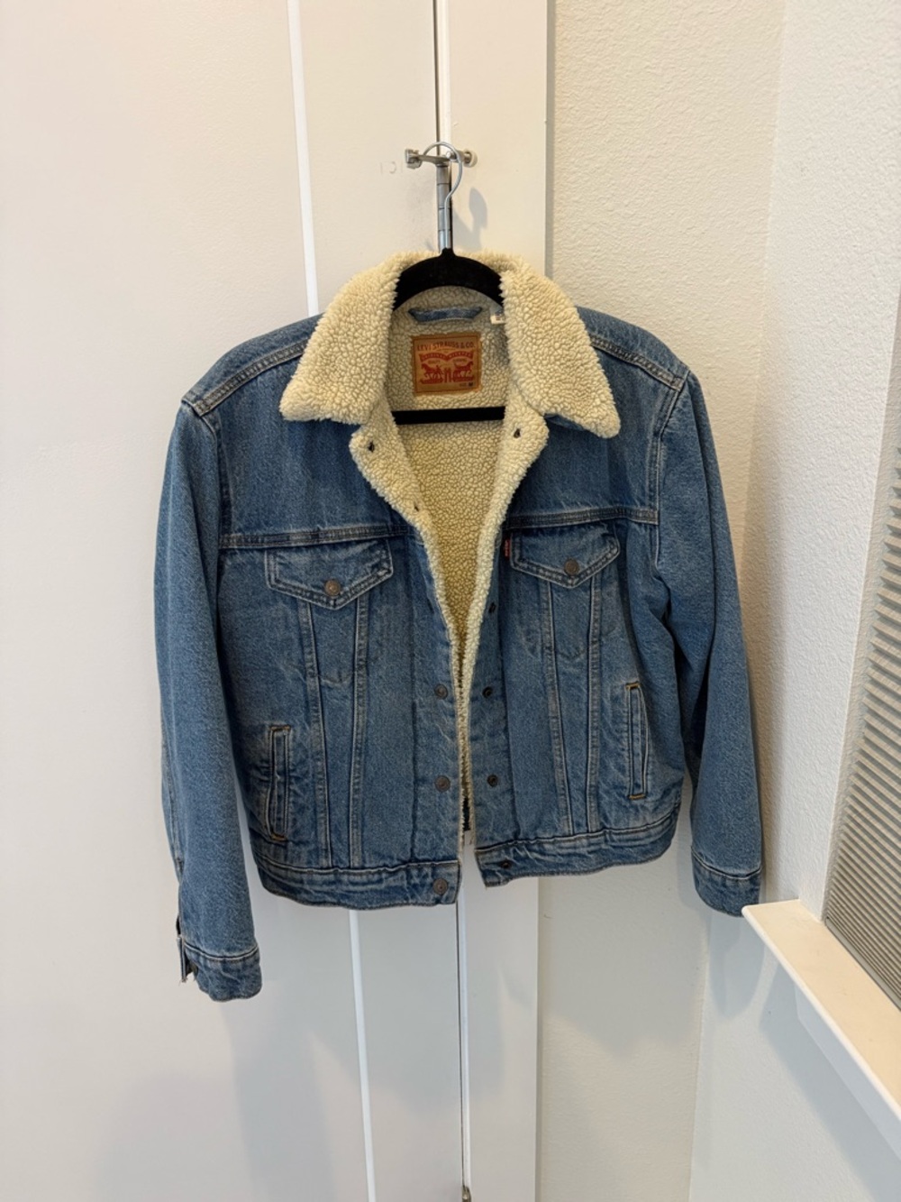 Levi's Cream Sherpa-Lined Denim Jacket with Red Label